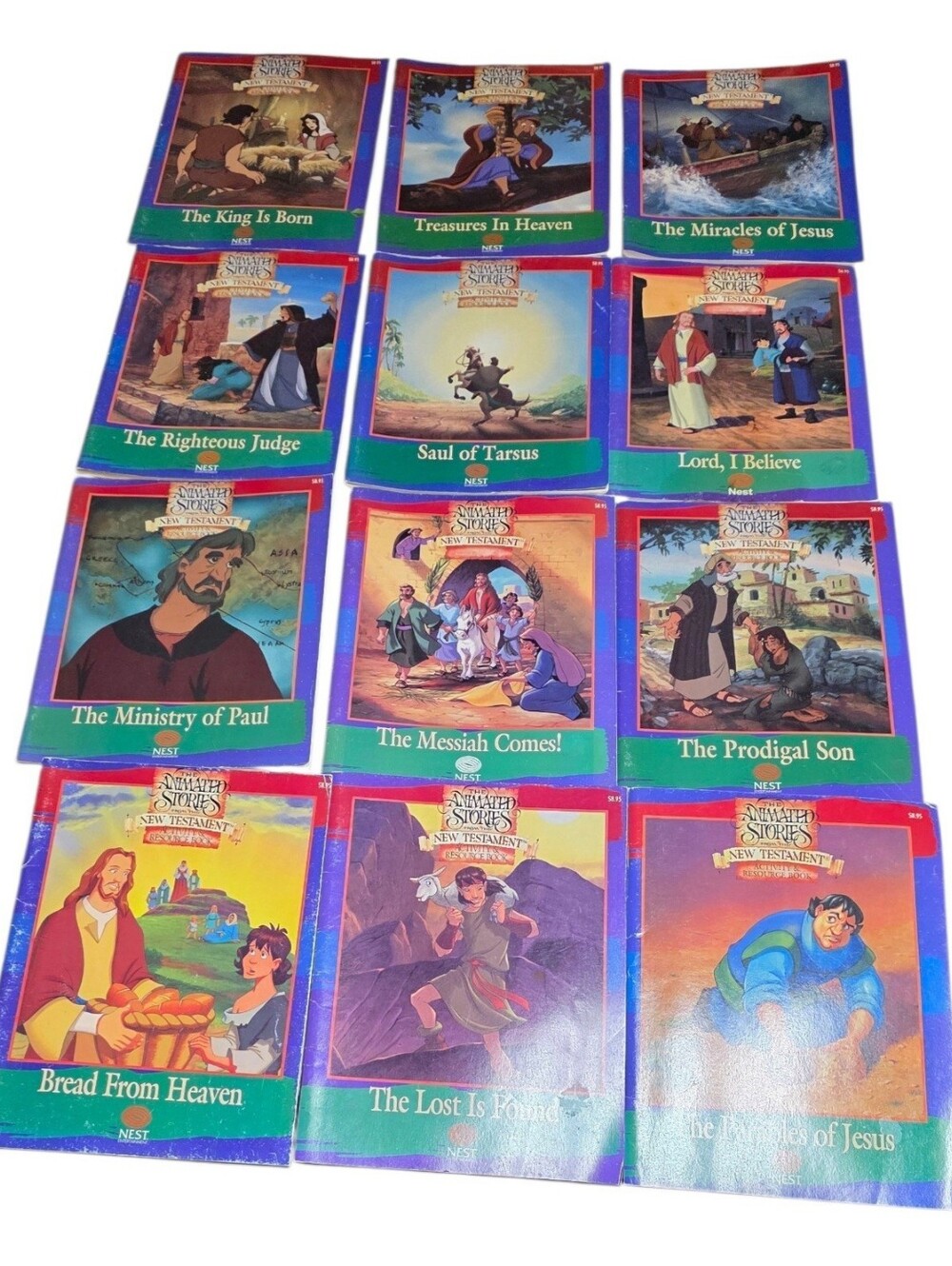NEST Entertainment Animated Stories New Testament Activity Book Lot 12 Books